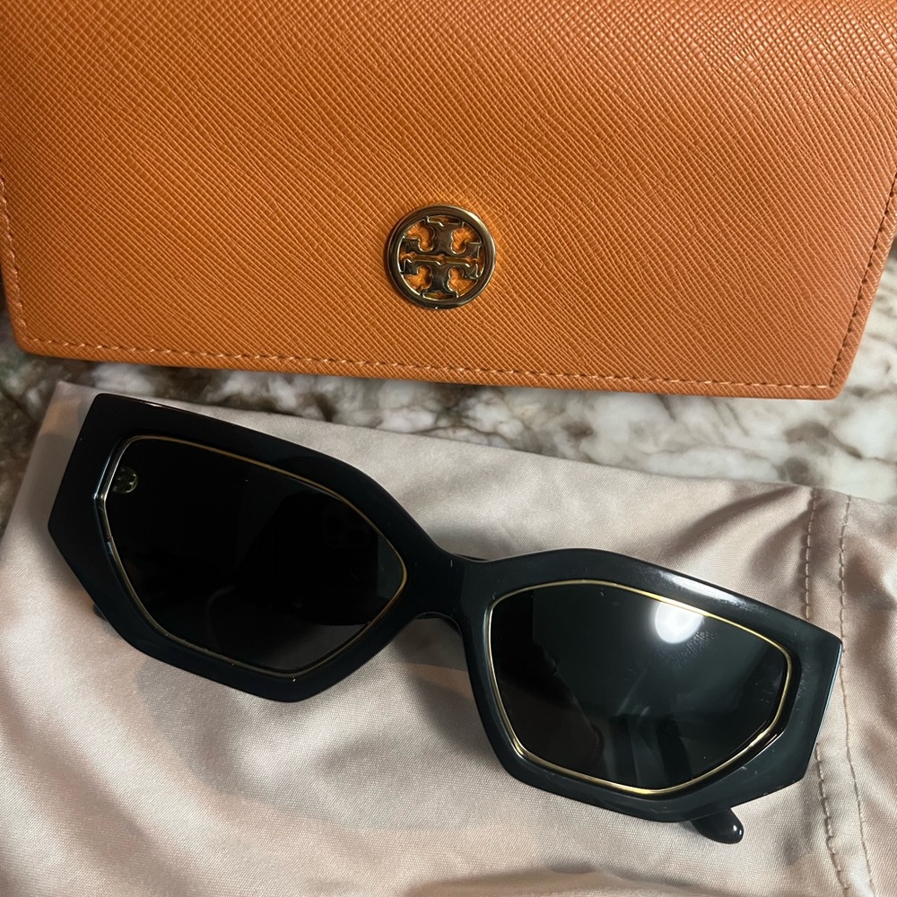 Authentic Tory Burch Black Sunglasses with Gold Accents